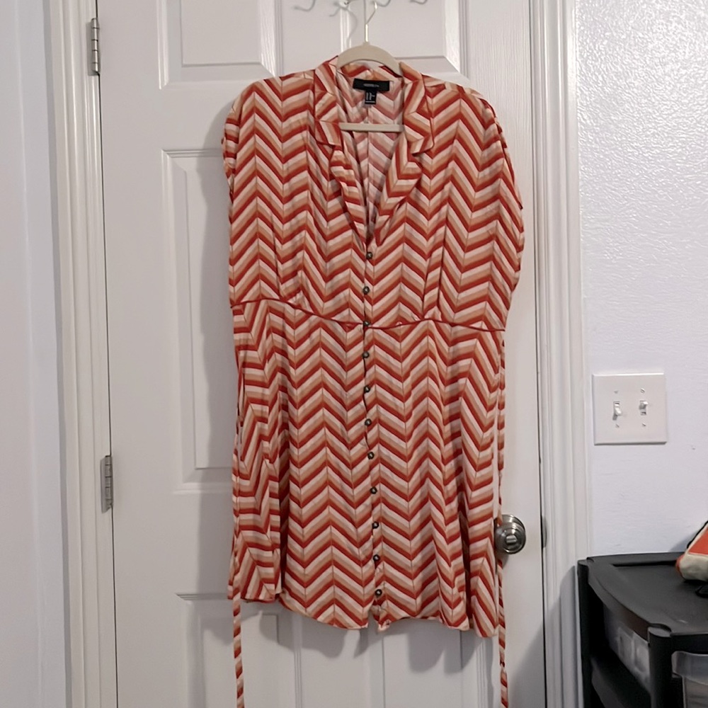 Rust/ peach chevron stripes mini dress 3X
